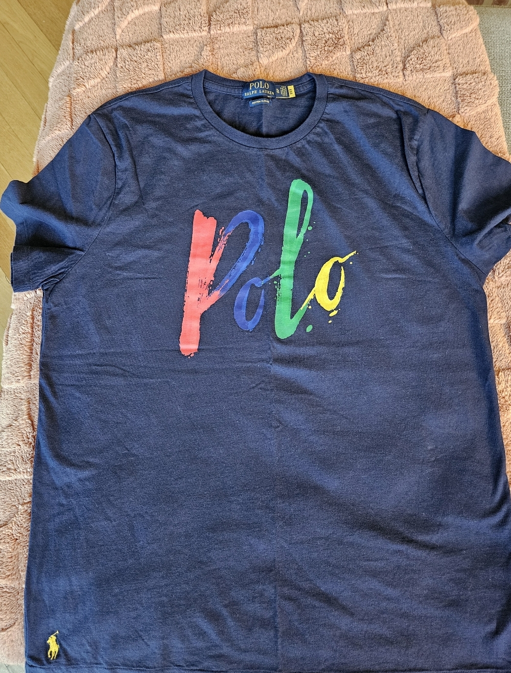 Polo Ralph Lauren Navy Tee with Multicolor Script
